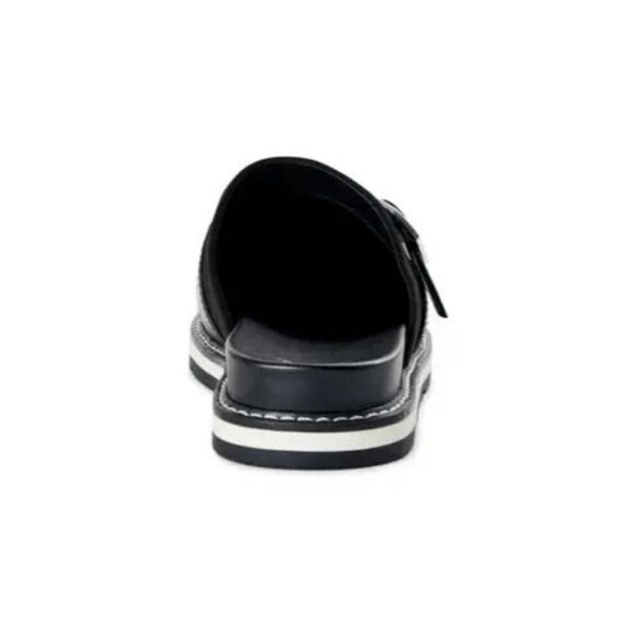 Size 9 Buckled Mule Slides Black Suede Comfort Flats Loafers Shoes - Picture 4 of 9